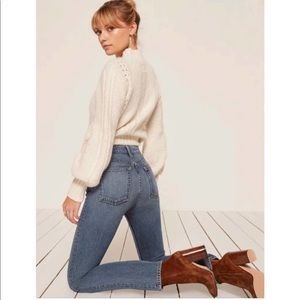 Reformation Winona Mid Slim Jean w/ Button Fly